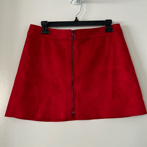 Zara red suede mini skirt Size L/10/12 - Picture 1 of 4